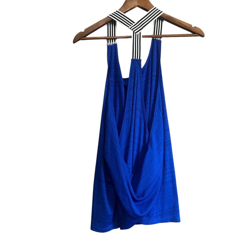 Xersion‎ Blue Tank Top Activewear Criss Cross Strap Sleeveless Athletic